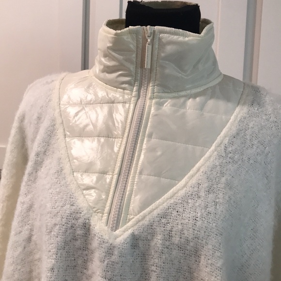 New Marc New York Pancho Womens One Size Ivory Bone Mushroom Cape Boho Sweater - Picture 2 of 8